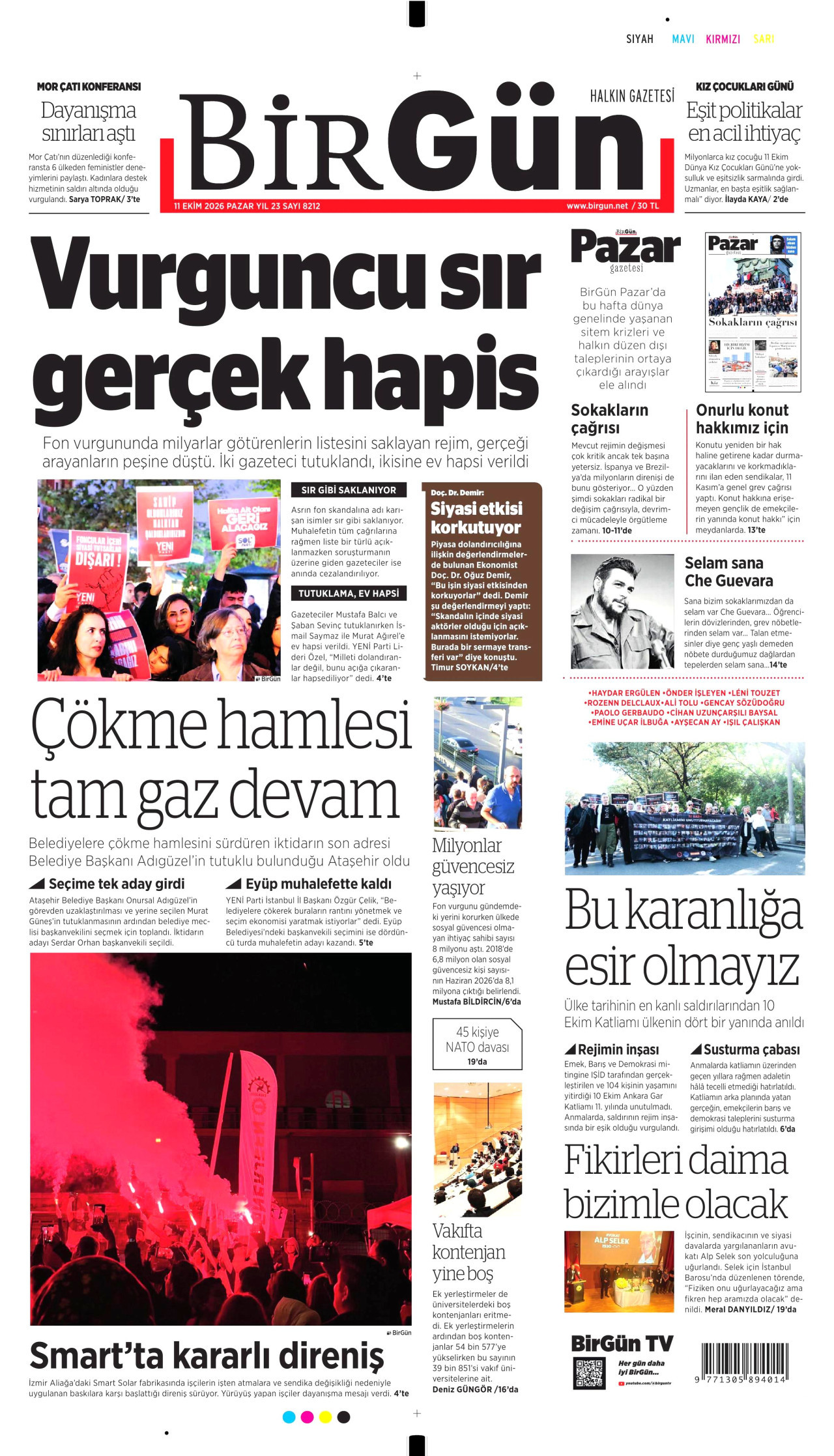 BirGün Gazetesi 11 Ekim 2026 Pazar Manşeti Büyük Boyut