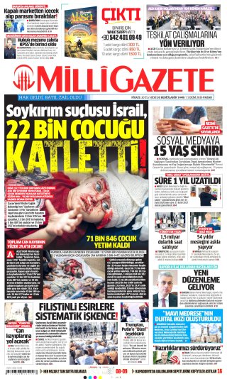Milli Gazete Gazetesi 11 Ekim 2026 Manşeti
