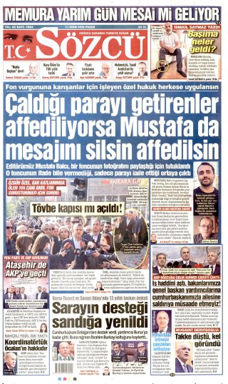 Sözcü Gazetesi 11 Ekim 2026 Manşeti
