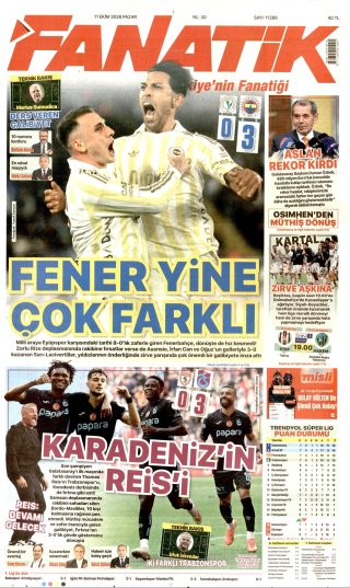 Fanatik Gazetesi 12 Ekim 2026 Manşeti