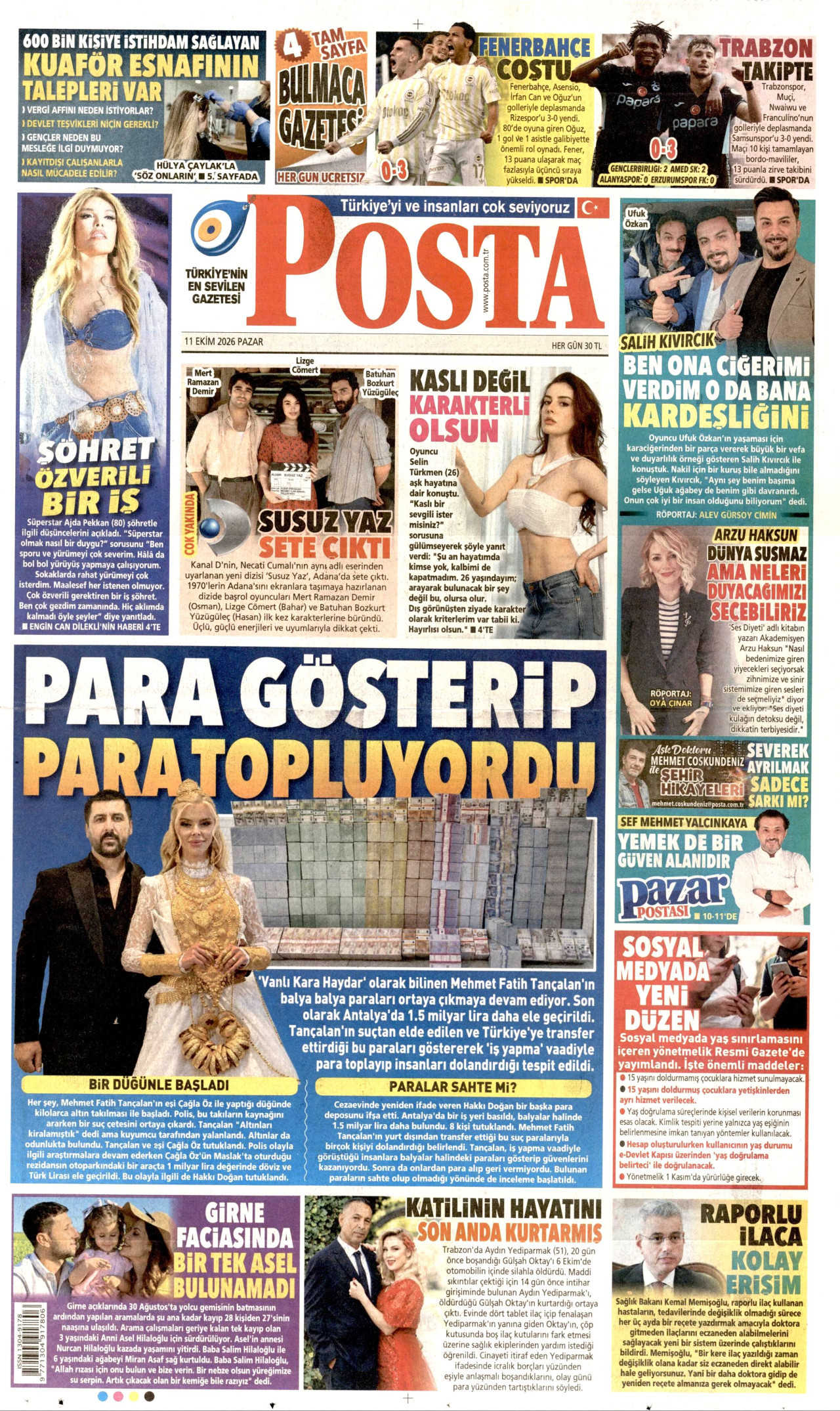 Posta Gazetesi 12 Ekim 2026 Pazartesi Manşeti Büyük Boyut