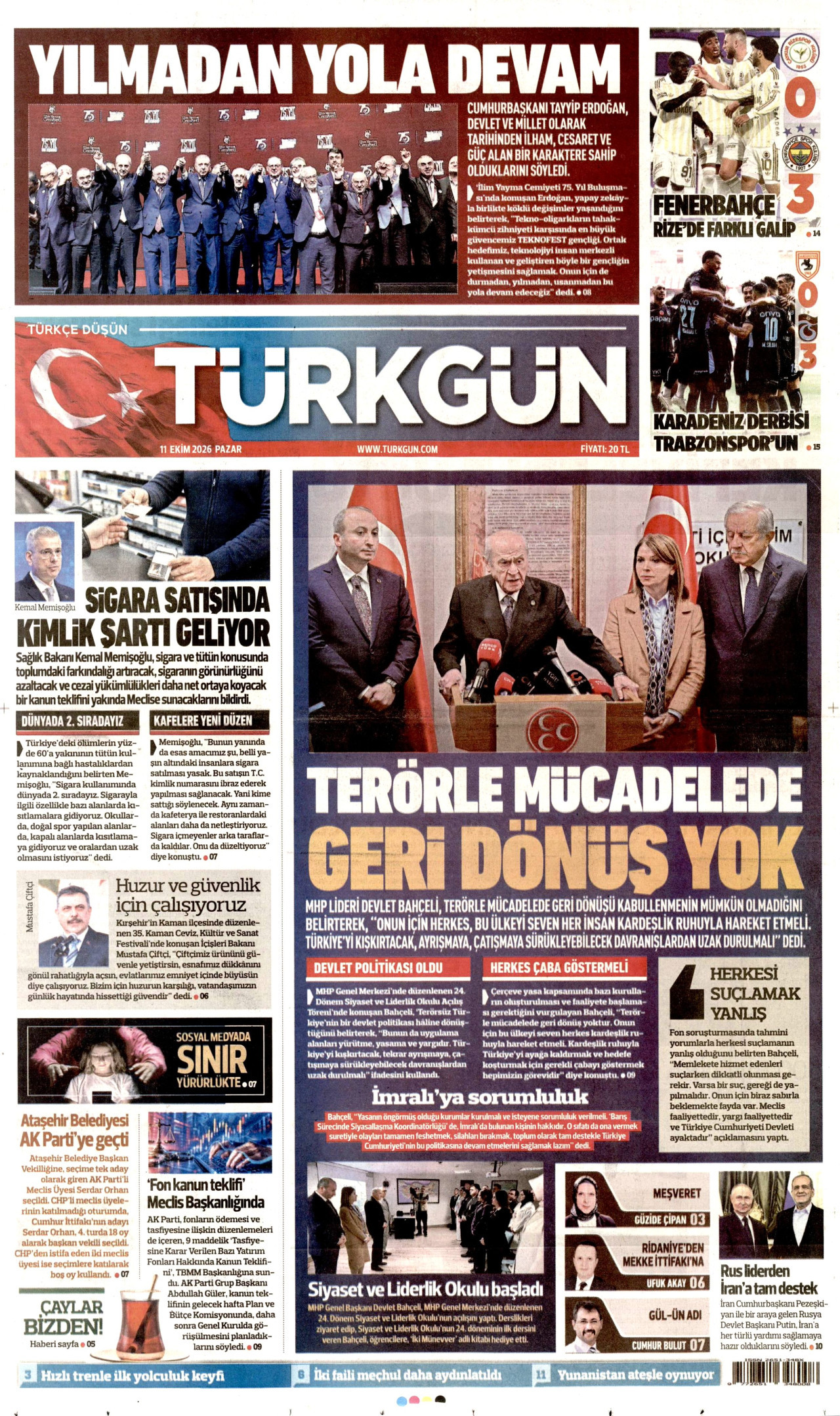 Türkgün Gazetesi 12 Ekim 2026 Pazartesi Manşeti Büyük Boyut