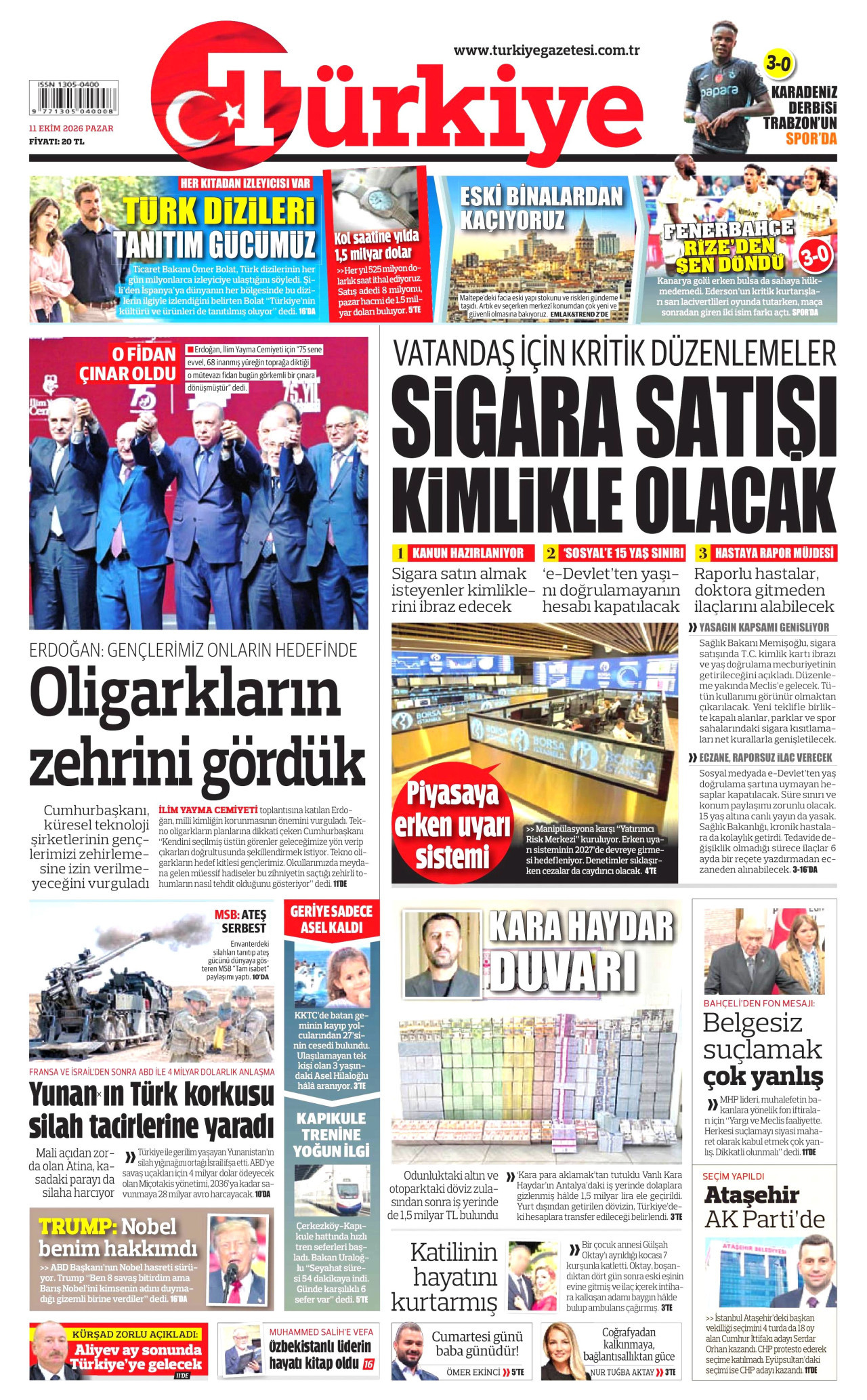 Türkiye Gazetesi 12 Ekim 2026 Pazartesi Manşeti Büyük Boyut