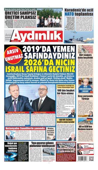 Aydınlık Gazetesi 14 Ekim 2026 Manşeti