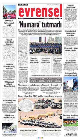 Evrensel Gazetesi 14 Ekim 2026 Manşeti