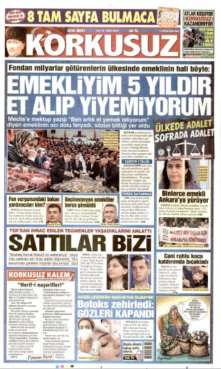 Korkusuz Gazetesi 14 Ekim 2026 Manşeti