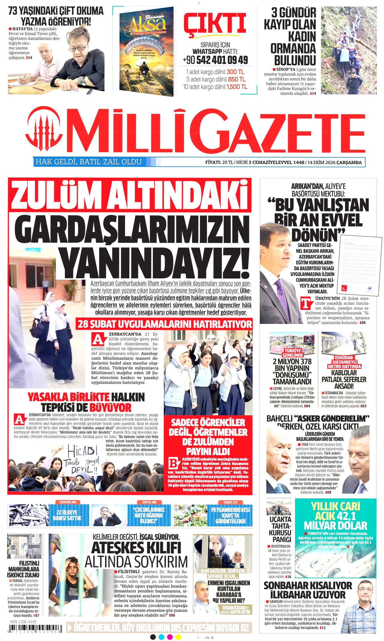 Milli Gazete Gazetesi 15 Ekim 2026 Perşembe Manşeti Büyük Boyut