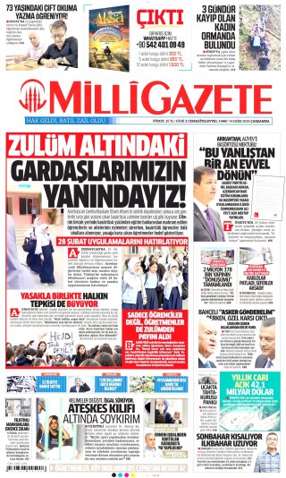 Milli Gazete Gazetesi 15 Ekim 2026 Manşeti