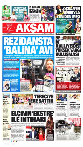 Akşam Gazetesi 16 Ekim 2026 Manşeti
