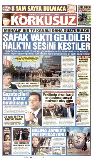 Korkusuz Gazetesi 16 Ekim 2026 Manşeti