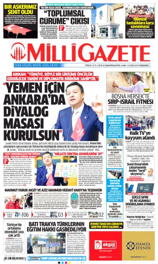Milli Gazete Gazetesi 16 Ekim 2026 Manşeti