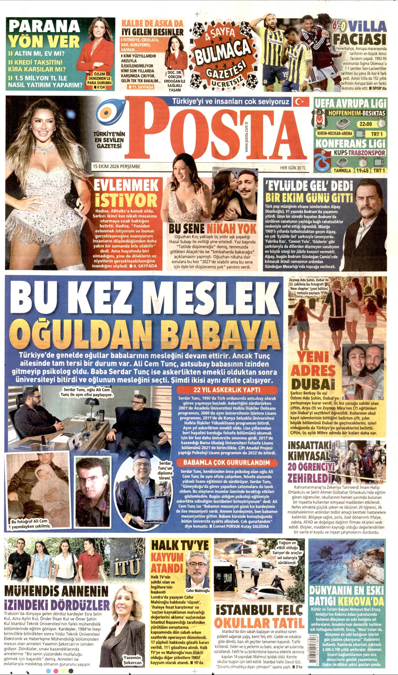 Posta Gazetesi 16 Ekim 2026 Cuma Manşeti Büyük Boyut