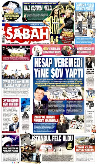 Sabah Gazetesi 16 Ekim 2026 Manşeti