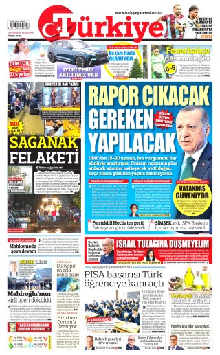 Türkiye Gazetesi 16 Ekim 2026 Manşeti