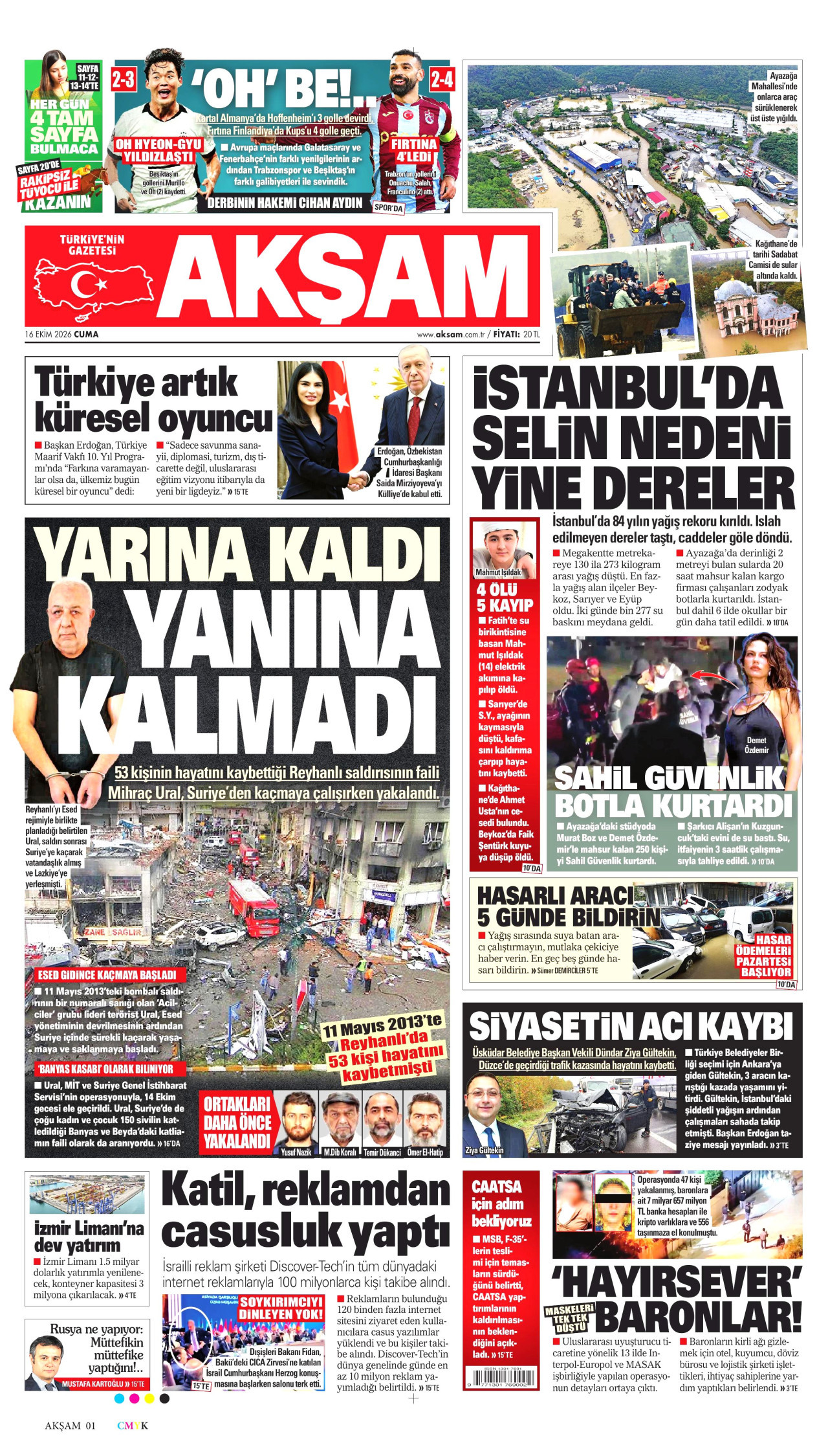 Akşam Gazetesi 17 Ekim 2026 Cumartesi Manşeti Büyük Boyut