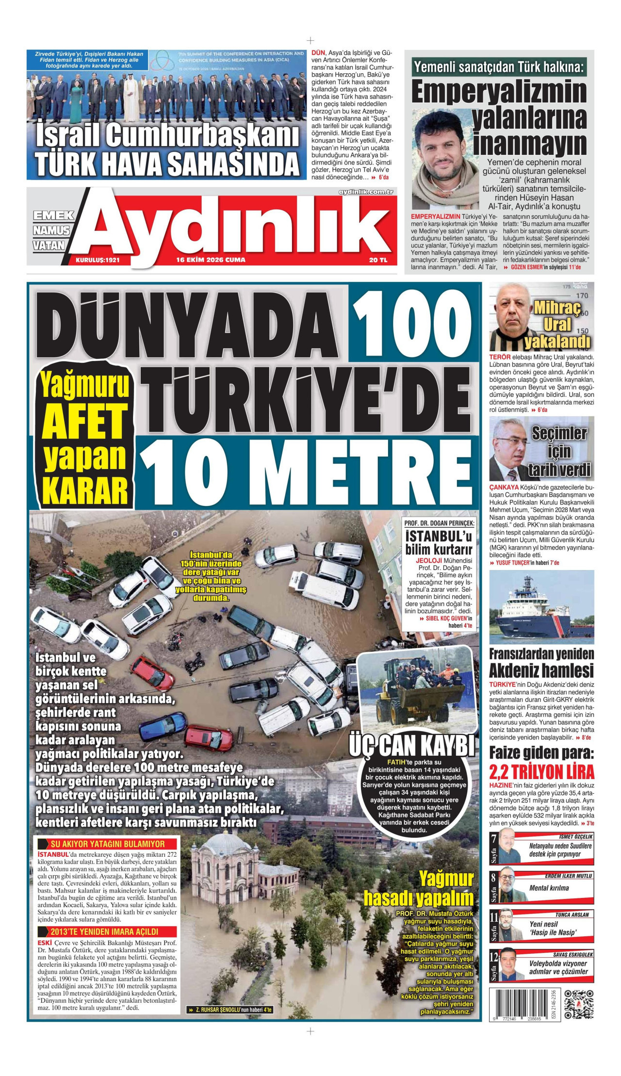 Aydınlık Gazetesi 17 Ekim 2026 Cumartesi Manşeti Büyük Boyut