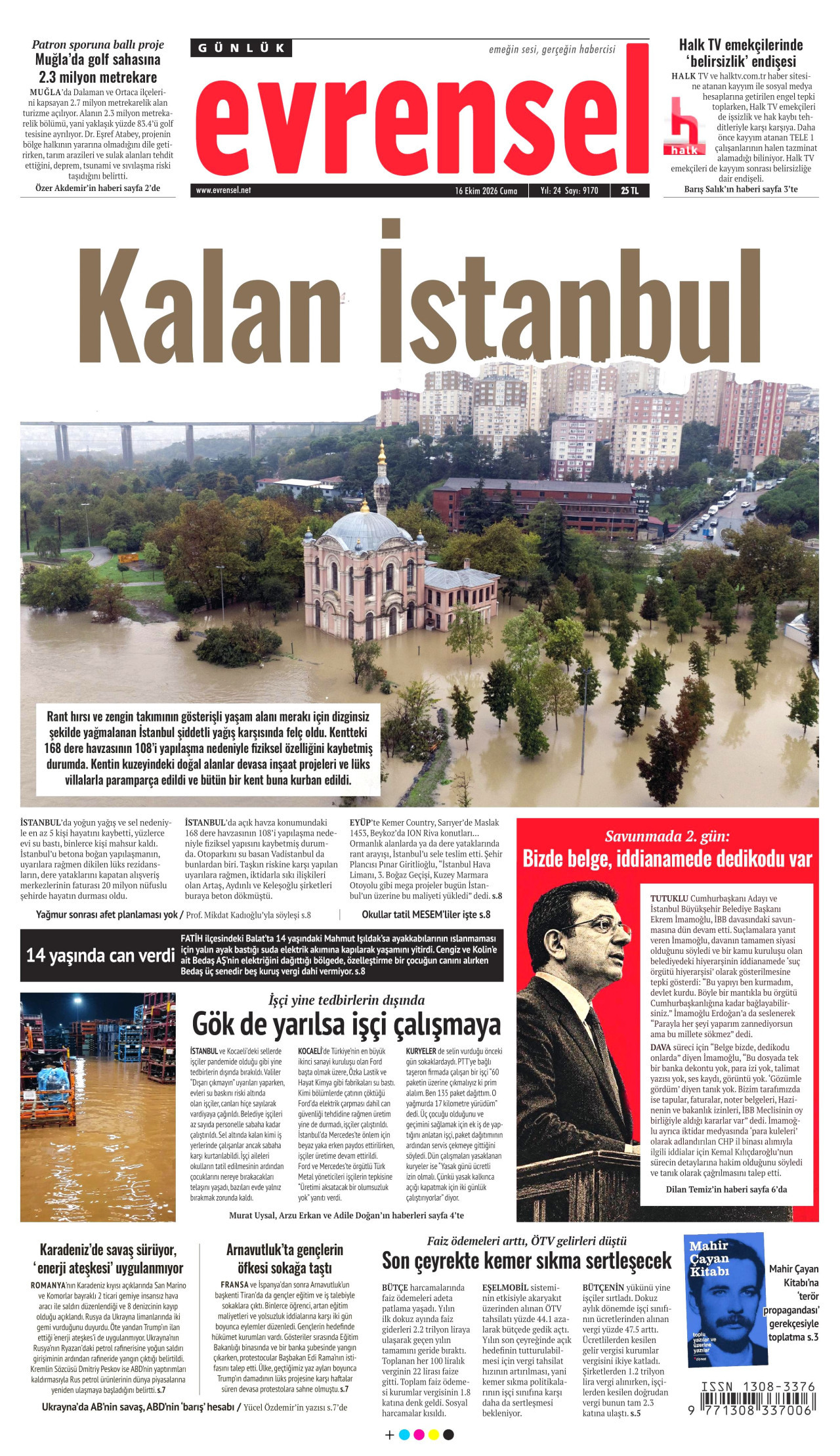 Evrensel Gazetesi 17 Ekim 2026 Cumartesi Manşeti Büyük Boyut