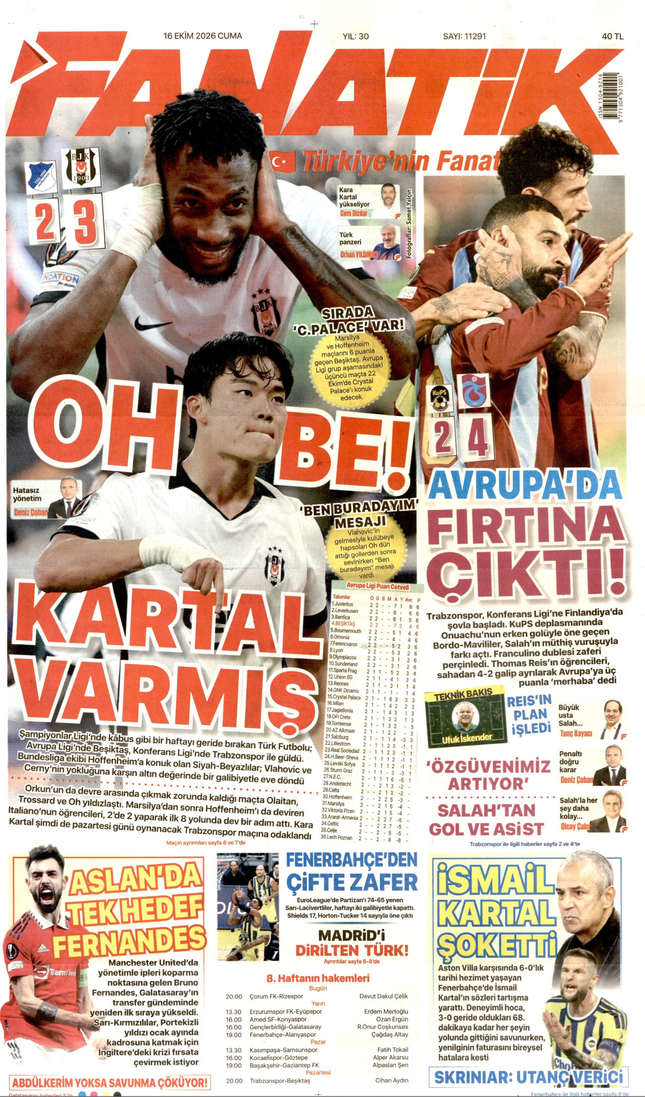 Fanatik Gazetesi 17 Ekim 2026 Cumartesi Manşeti Büyük Boyut