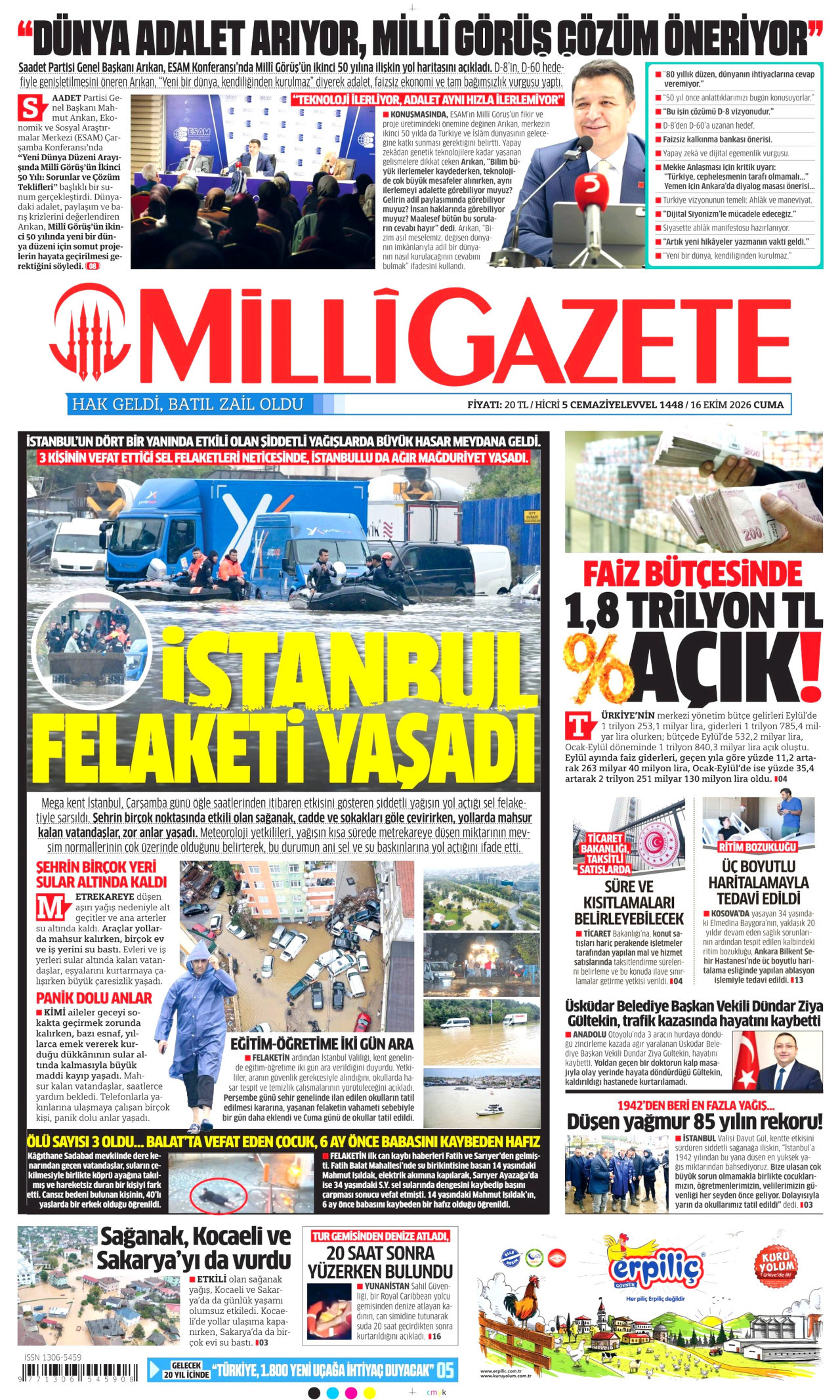 Milli Gazete Gazetesi 17 Ekim 2026 Cumartesi Manşeti Büyük Boyut