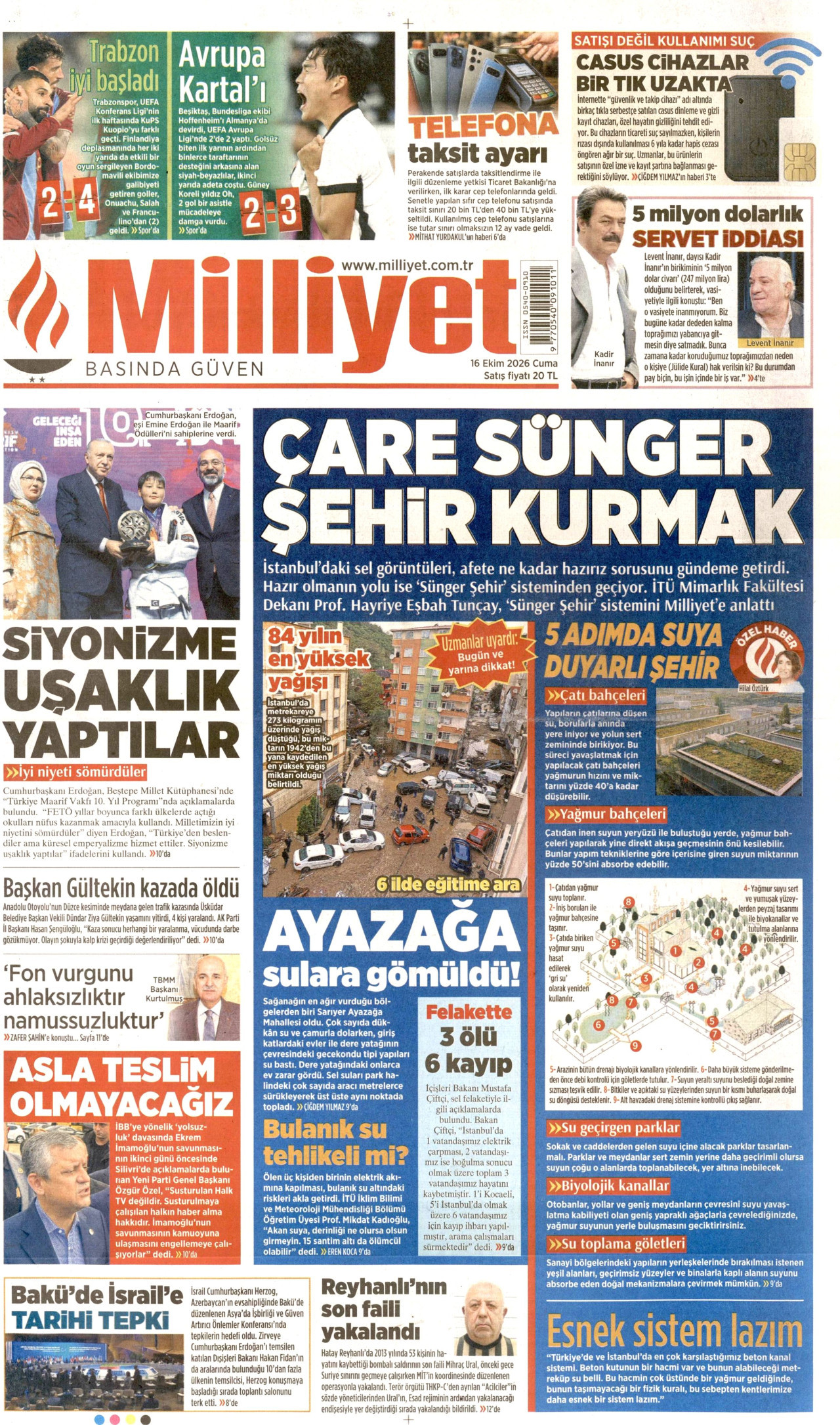 Milliyet Gazetesi 17 Ekim 2026 Cumartesi Manşeti Büyük Boyut
