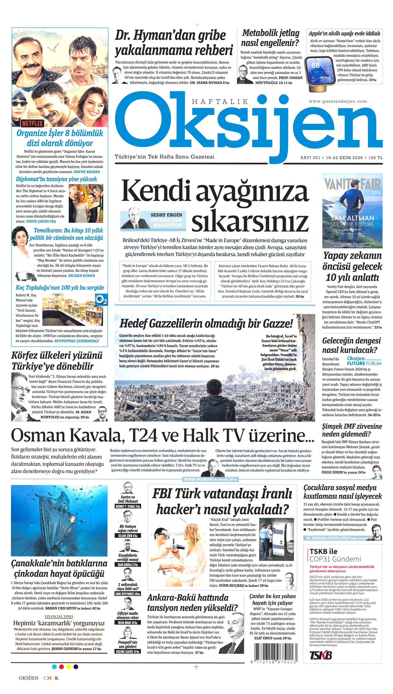 Oksijen Gazetesi 17 Ekim 2026 Cumartesi Manşeti Büyük Boyut