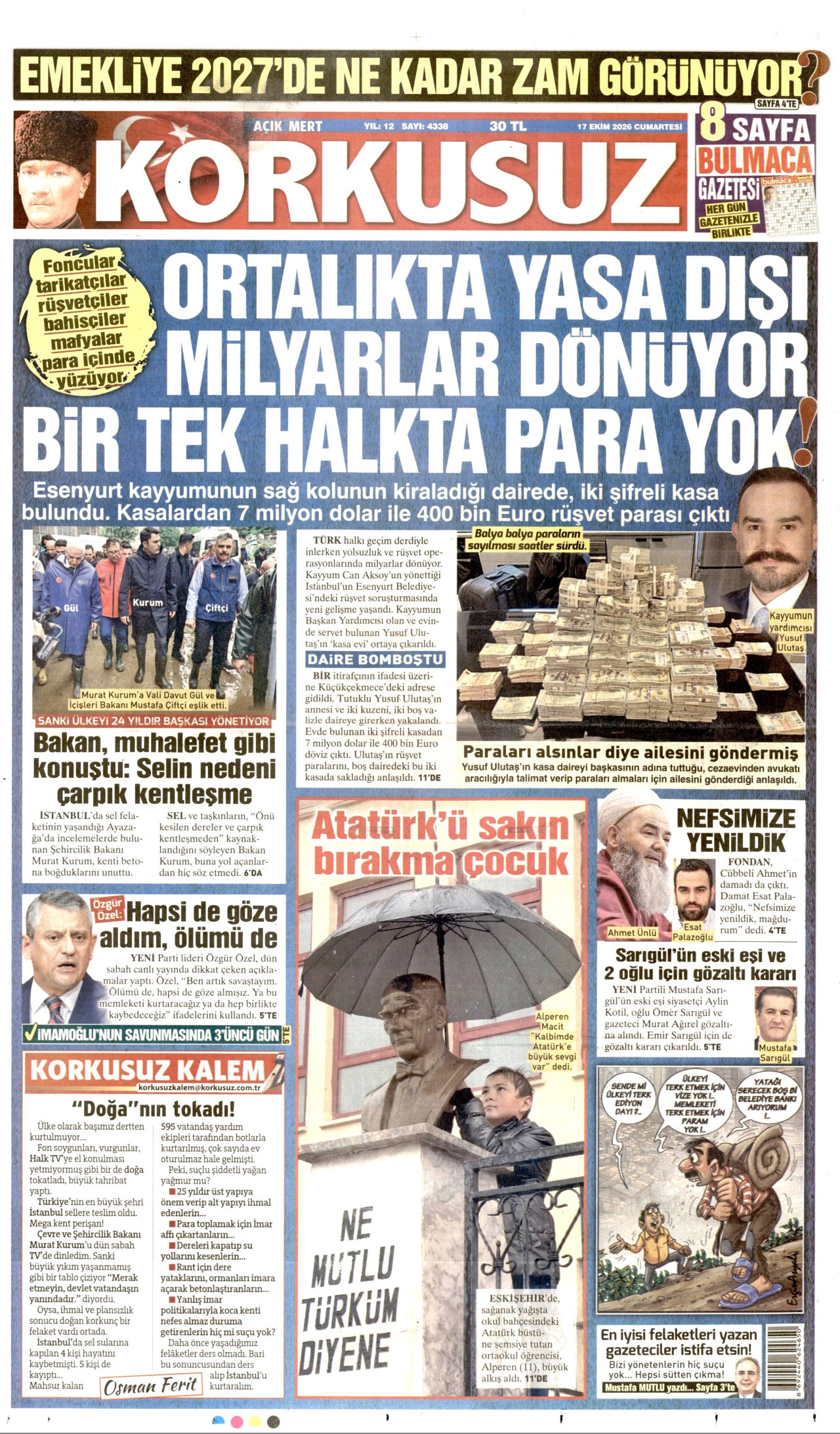 Korkusuz Gazetesi 18 Ekim 2026 Pazar Manşeti Büyük Boyut