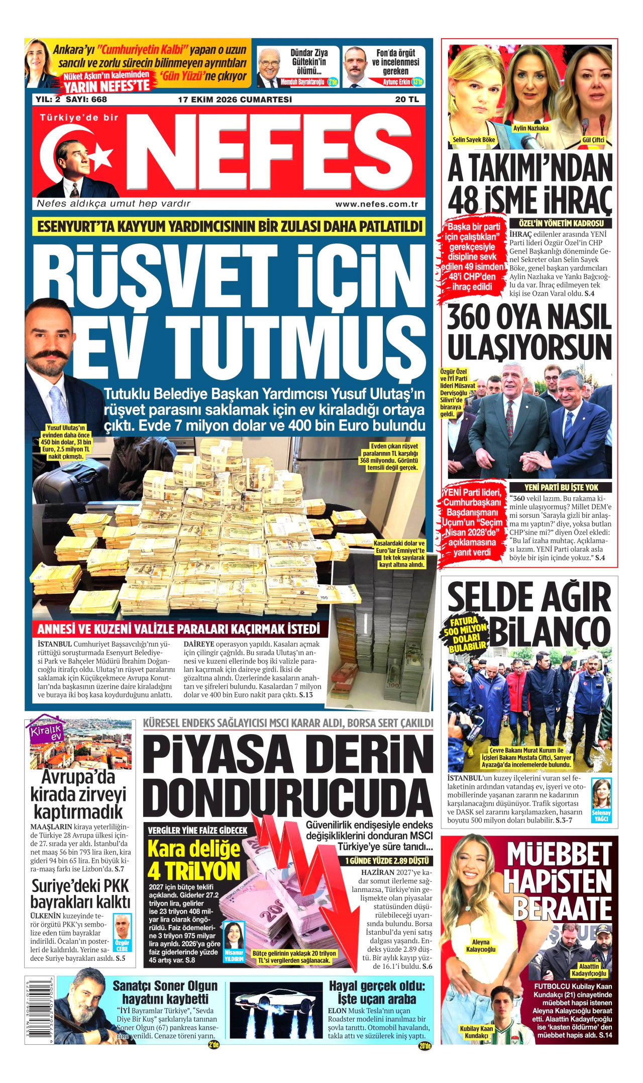 Nefes Gazetesi 18 Ekim 2026 Pazar Manşeti Büyük Boyut