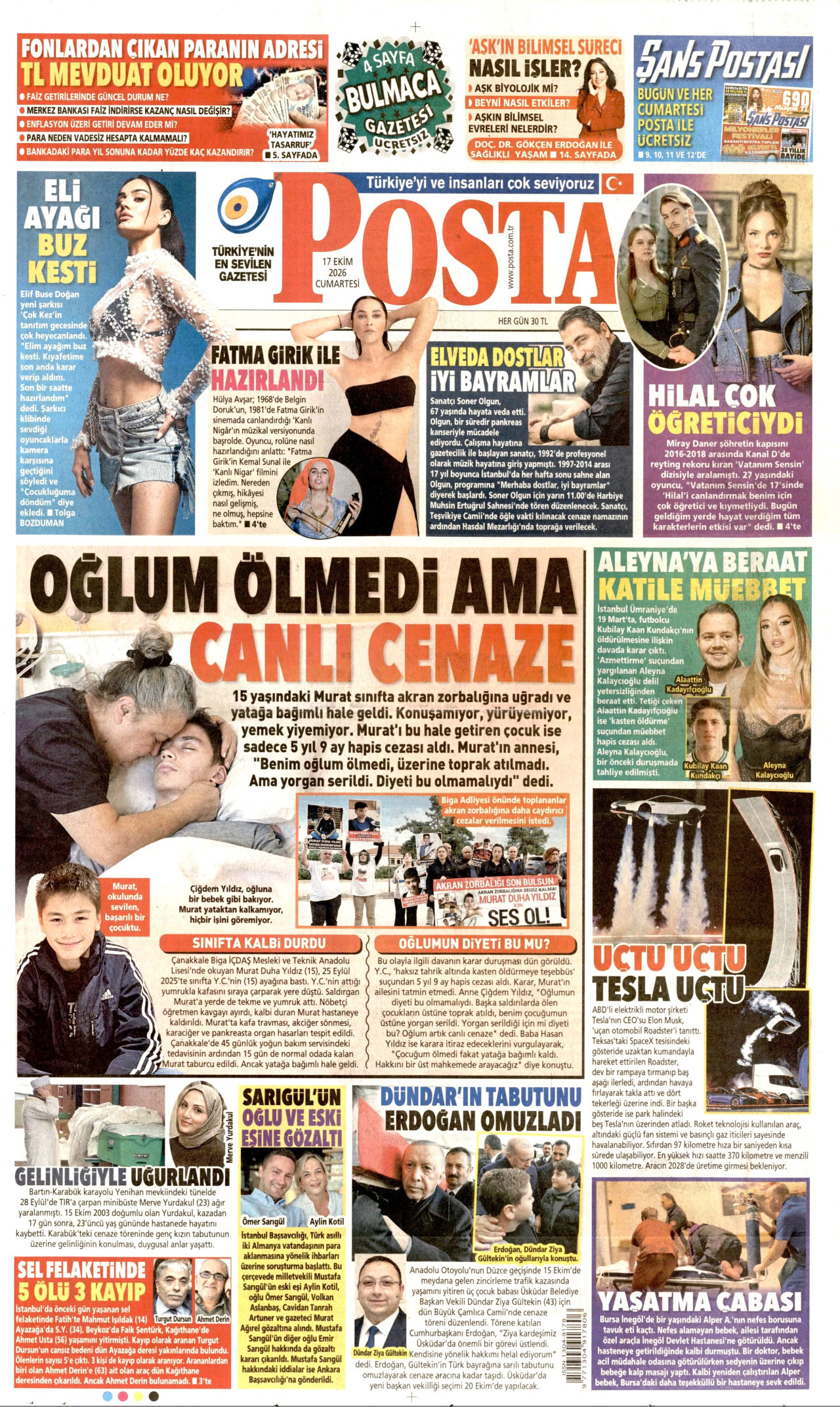 Posta Gazetesi 18 Ekim 2026 Pazar Manşeti Büyük Boyut