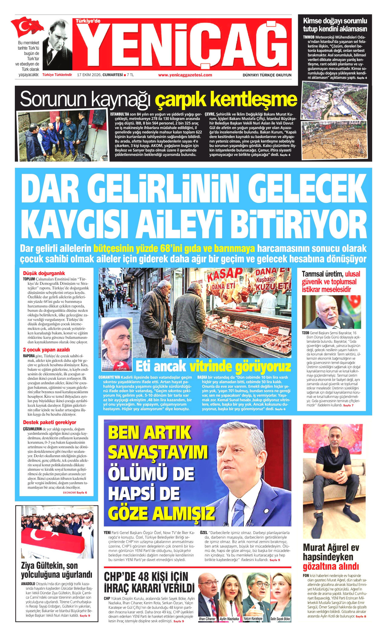 Yeniçağ Gazetesi 18 Ekim 2026 Pazar Manşeti Büyük Boyut
