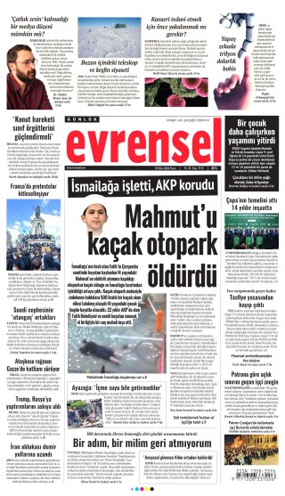 Evrensel Gazetesi 19 Ekim 2026 Manşeti