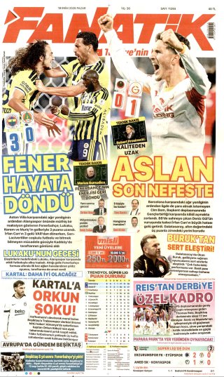 Fanatik Gazetesi 19 Ekim 2026 Manşeti