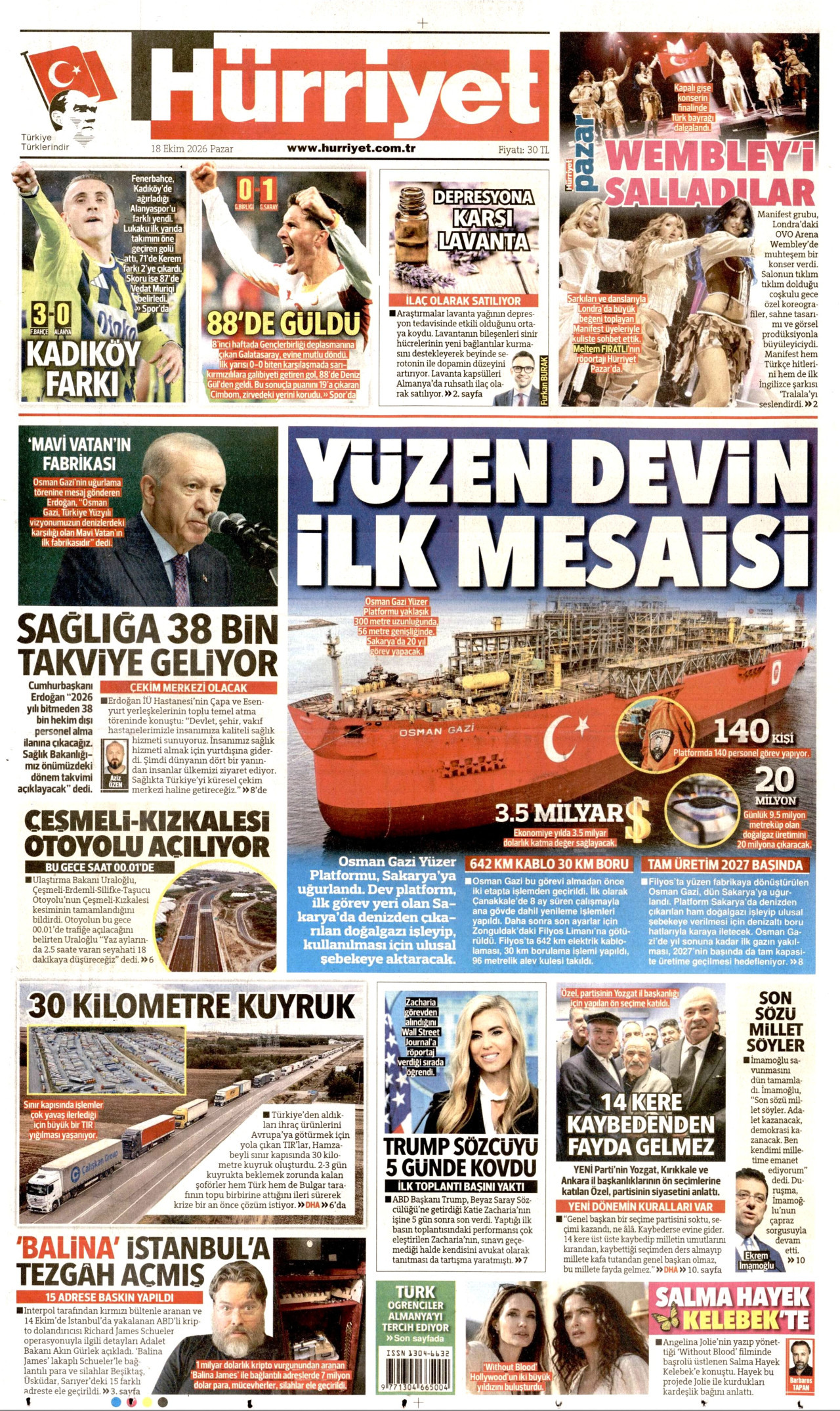 Hürriyet Gazetesi 19 Ekim 2026 Pazartesi Manşeti Büyük Boyut