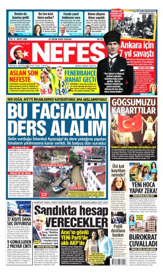 Nefes Gazetesi 19 Ekim 2026 Manşeti
