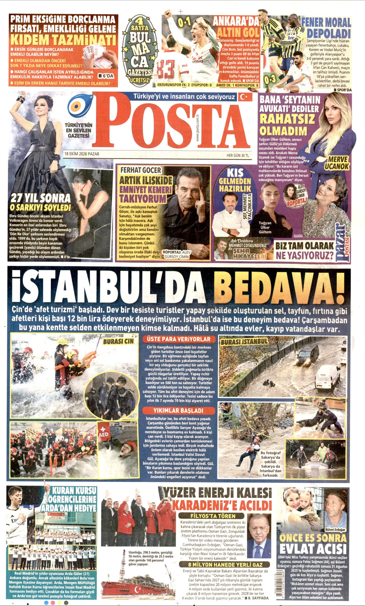 Posta Gazetesi 19 Ekim 2026 Pazartesi Manşeti Büyük Boyut