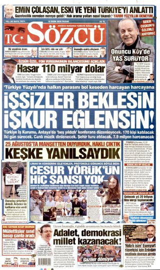 Sözcü Gazetesi 19 Ekim 2026 Manşeti