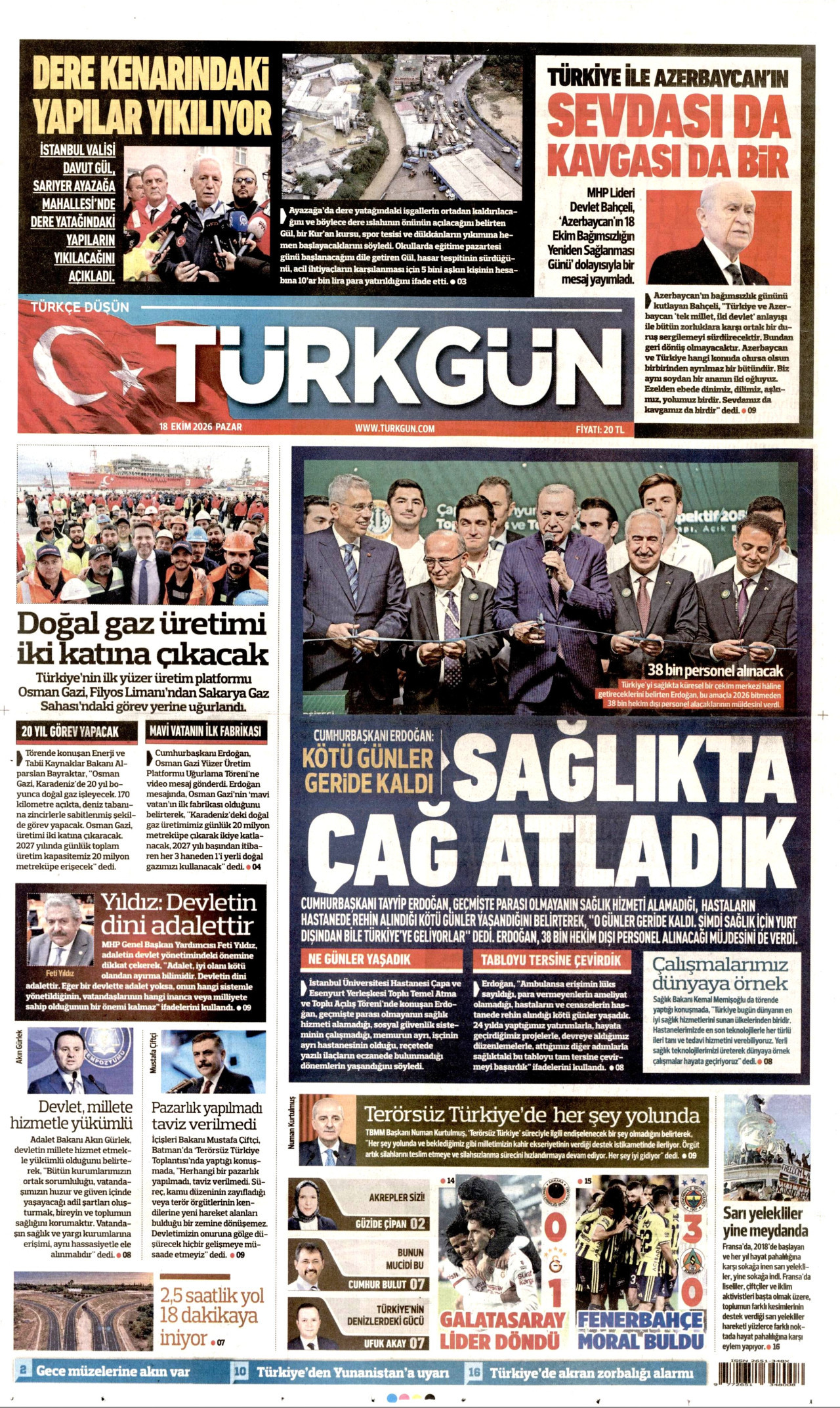 Türkgün Gazetesi 19 Ekim 2026 Pazartesi Manşeti Büyük Boyut