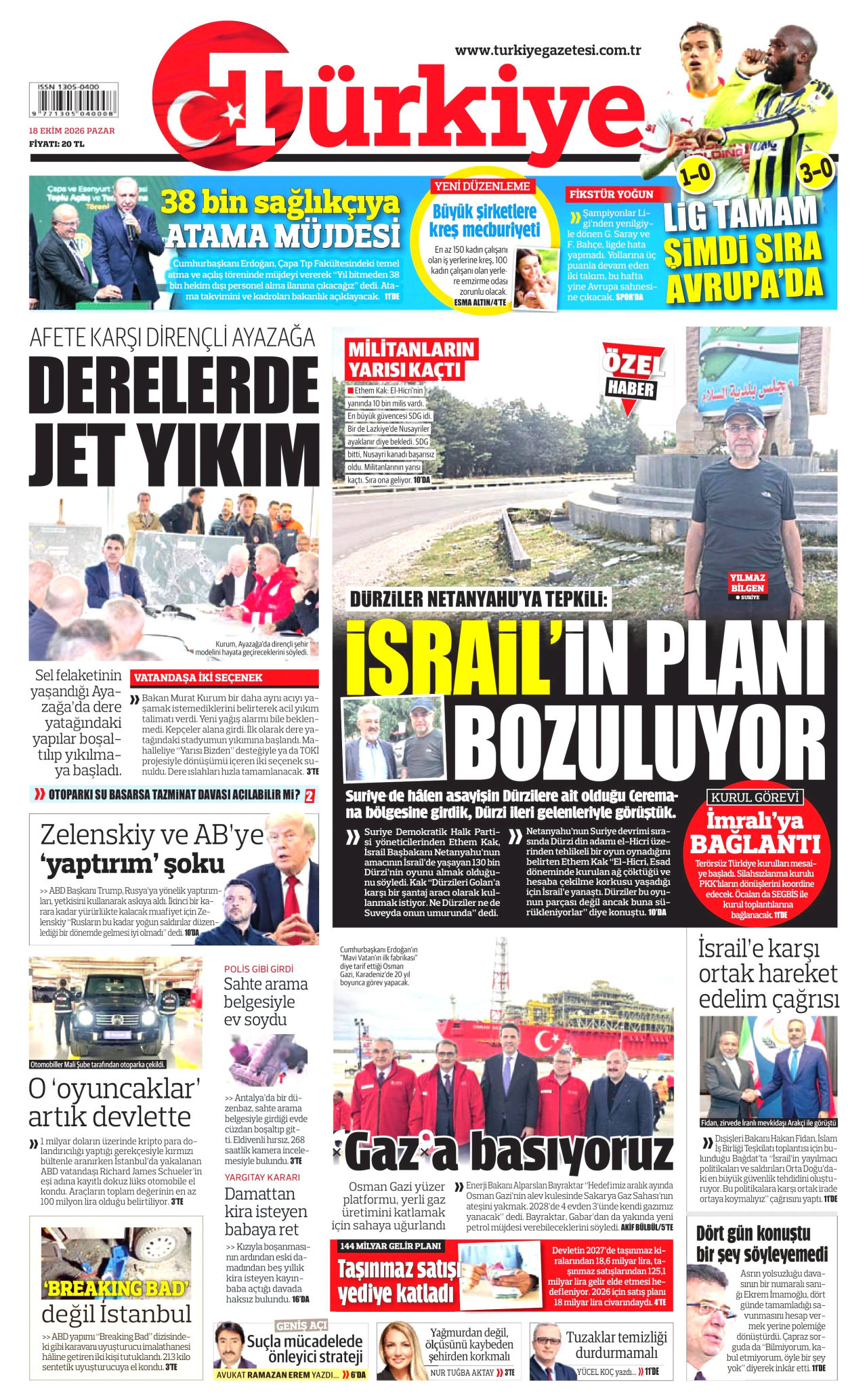 Türkiye Gazetesi 19 Ekim 2026 Pazartesi Manşeti Büyük Boyut