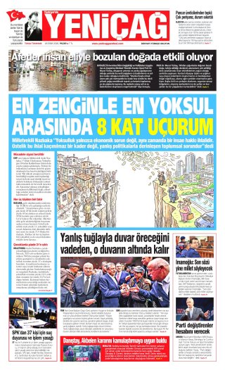 Yeniçağ Gazetesi 19 Ekim 2026 Manşeti