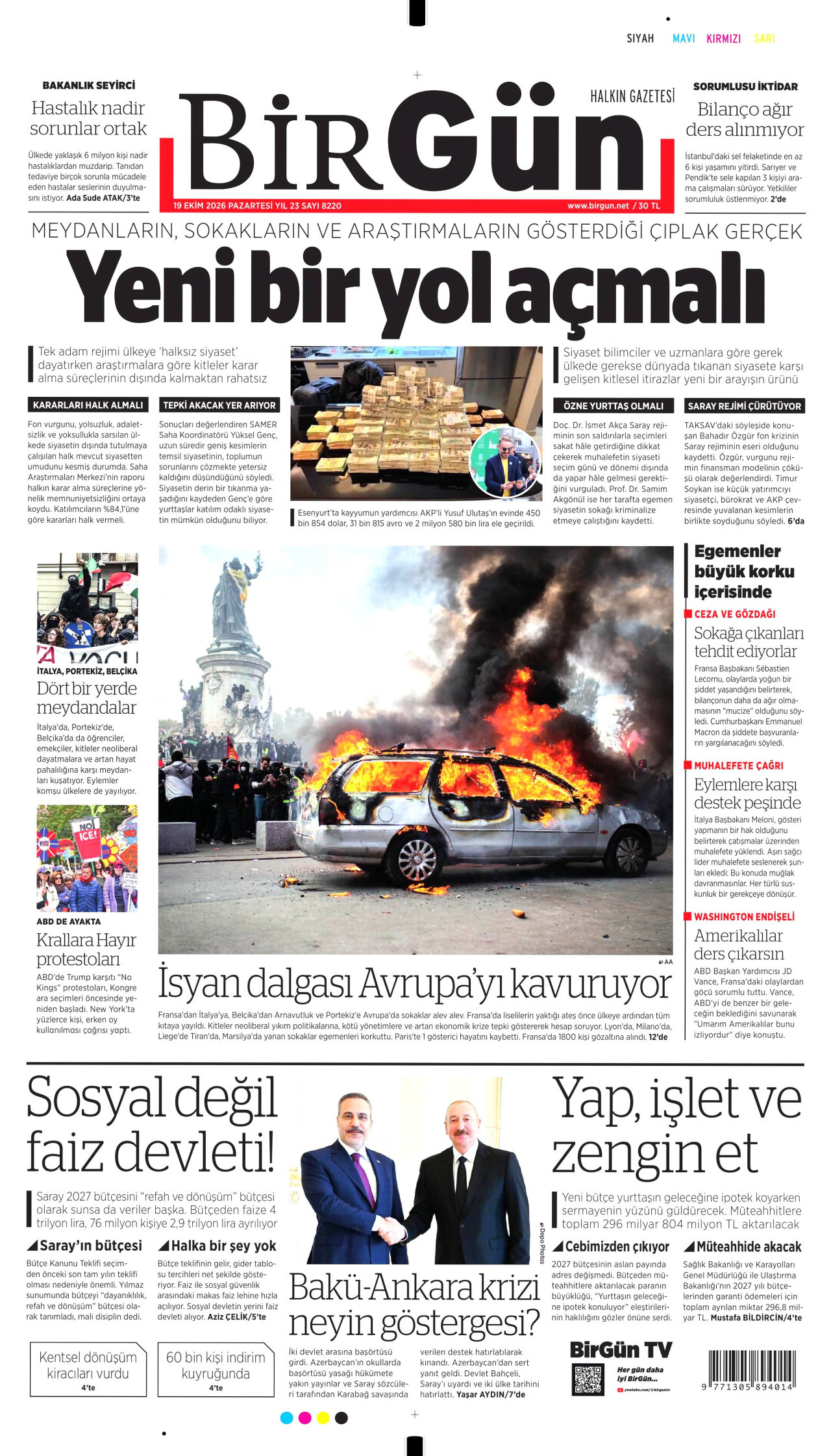 BirGün Gazetesi 20 Ekim 2026 Salı Manşeti Büyük Boyut