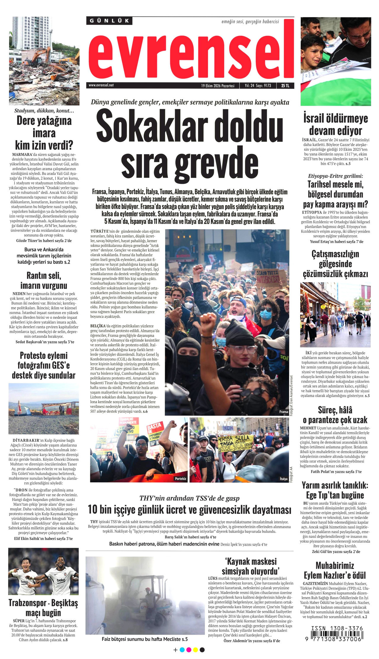 Evrensel Gazetesi 20 Ekim 2026 Salı Manşeti Büyük Boyut