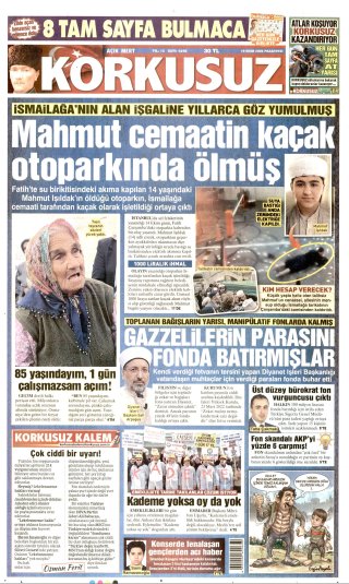 Korkusuz Gazetesi 20 Ekim 2026 Manşeti