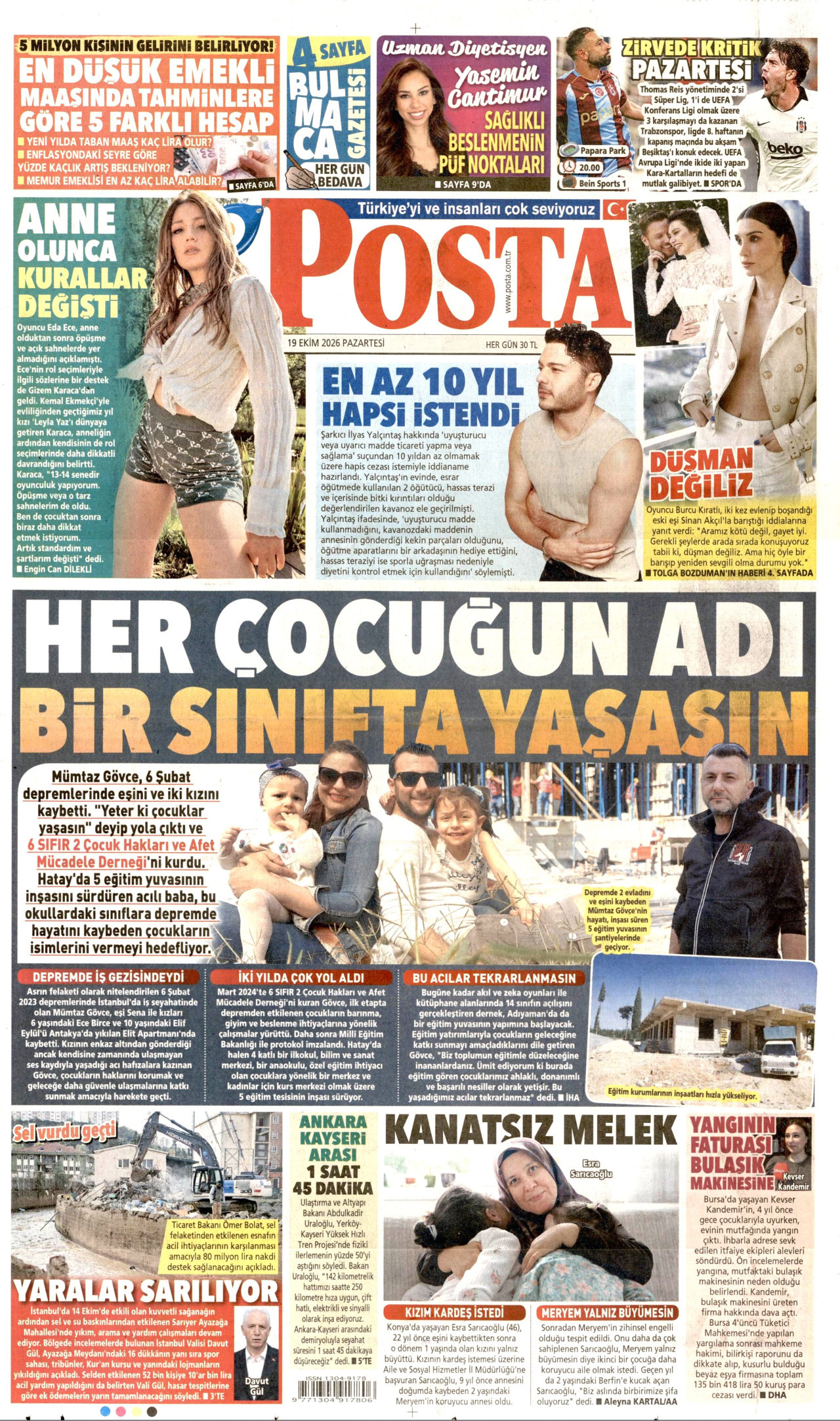 Posta Gazetesi 20 Ekim 2026 Salı Manşeti Büyük Boyut