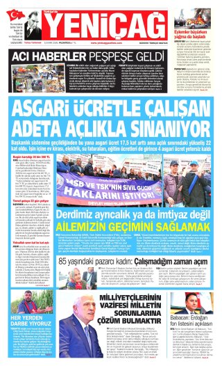 Yeniçağ Gazetesi 20 Ekim 2026 Manşeti