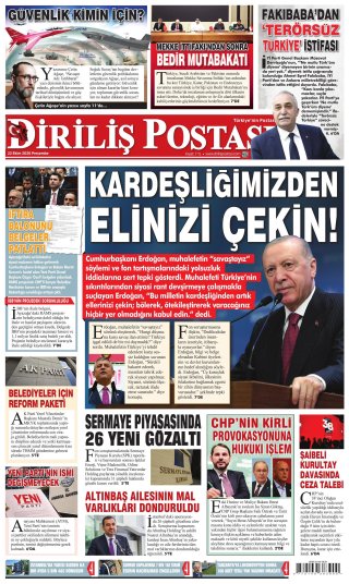 Diriliş Postası Gazetesi 22 Ekim 2026 Manşeti
