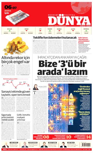 Dünya Gazetesi 22 Ekim 2026 Manşeti