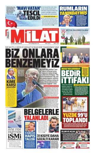 Milat Gazetesi 22 Ekim 2026 Manşeti