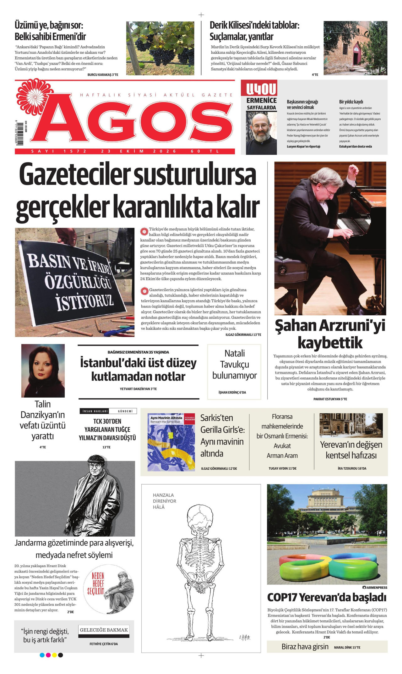 Agos Gazetesi 23 Ekim 2026 Cuma Manşeti Büyük Boyut
