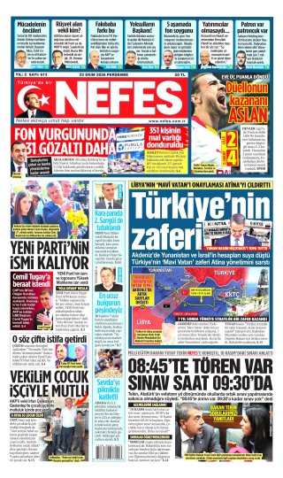 Nefes Gazetesi 23 Ekim 2026 Manşeti