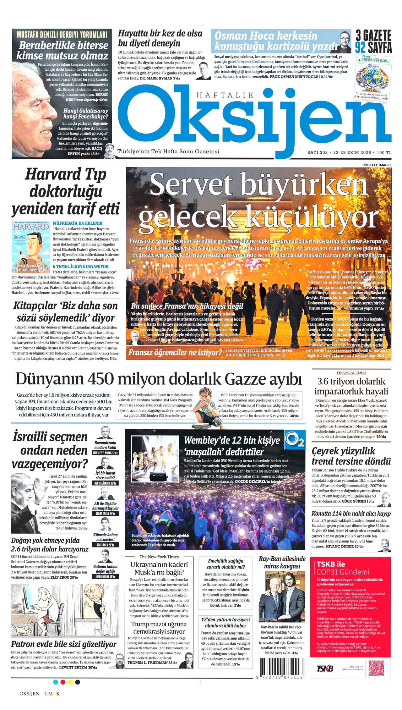 Oksijen Gazetesi 23 Ekim 2026 Cuma Manşeti Büyük Boyut