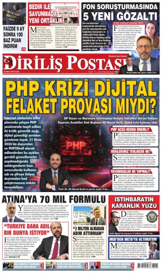 Diriliş Postası Gazetesi 24 Ekim 2026 Manşeti
